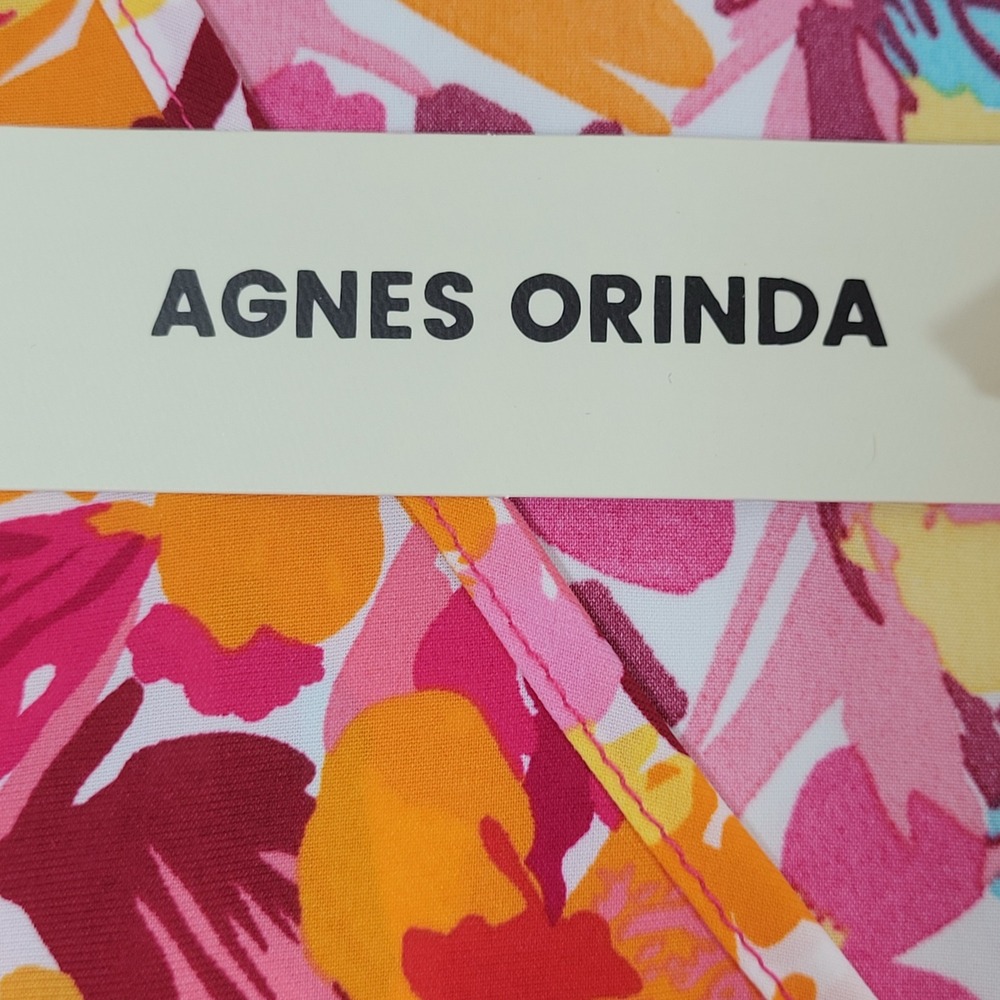 NWT Agnes Orinda Maxi Dress Womens 2X Pink Floral Long Sleeve V-Neck Tie Waist - Picture 7 of 10